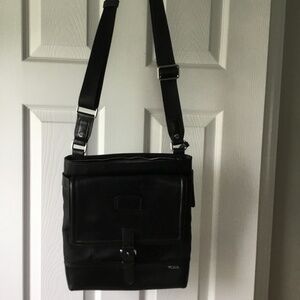 Tumi leather and nylon cross body bag